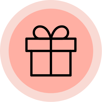 Icone de cadeau dans un cercle rouge
